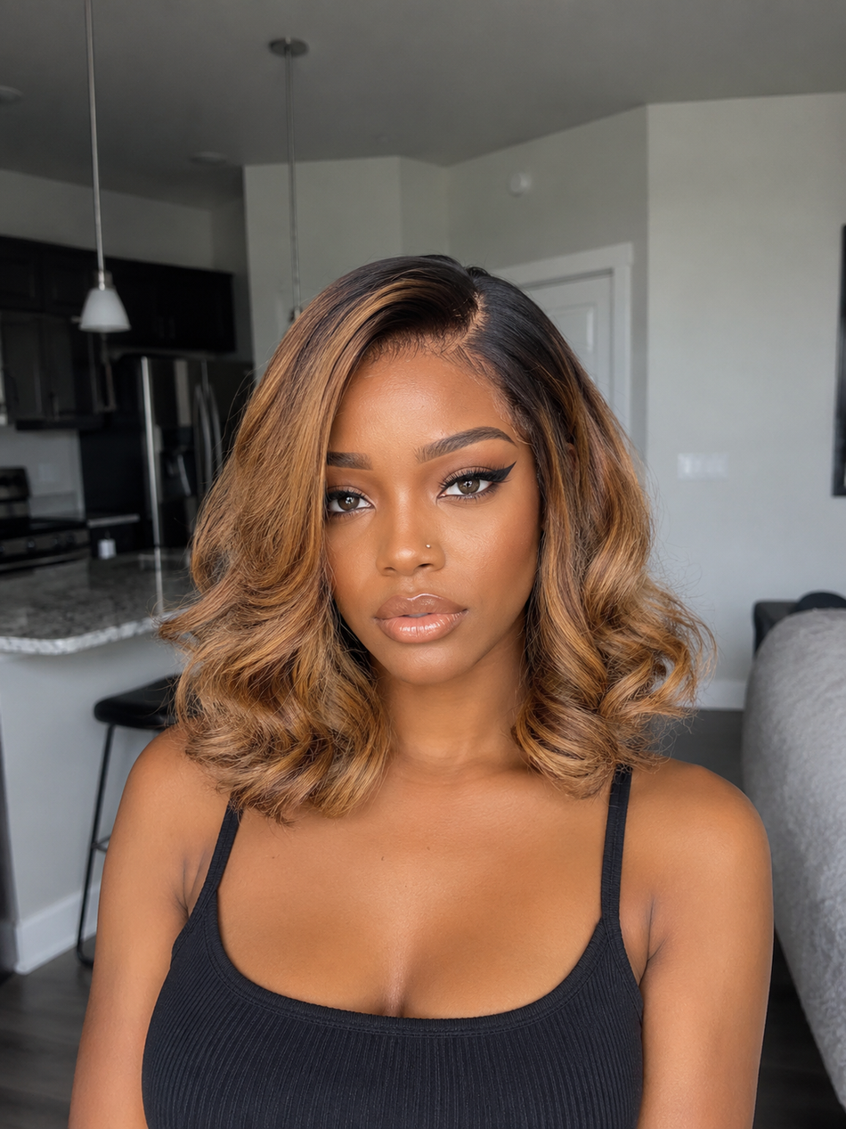 I AM... honey — Perruque bob bodywave blond miel glueless