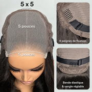 EVERYDAY SLEEK Perruque glueless sans colle HD 5x5 lisse